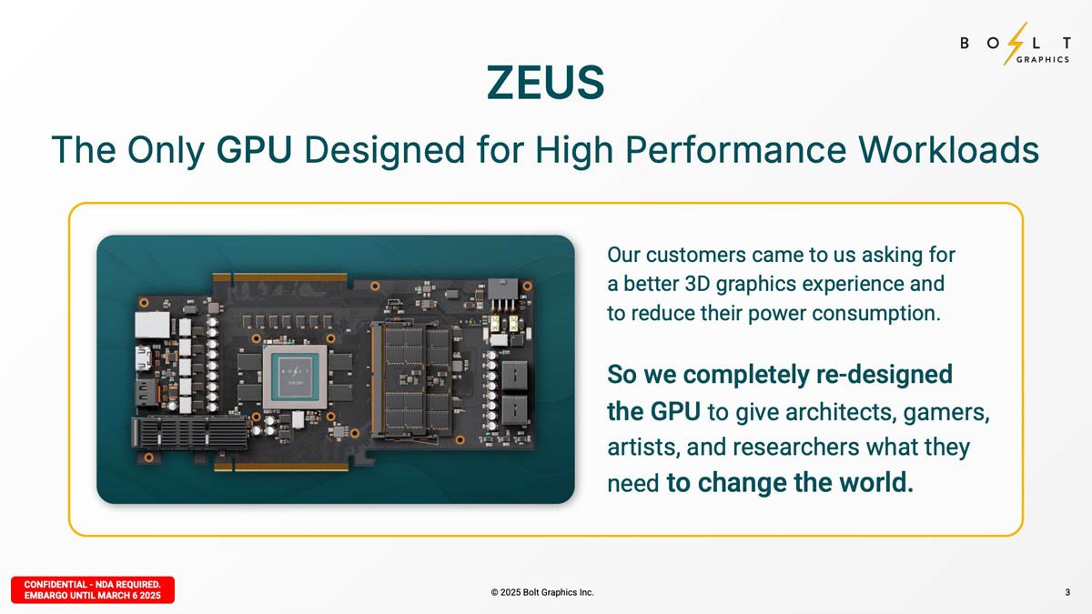 Le GPU présenté par la startup californienne © Bolt Graphics/ServeTheHome