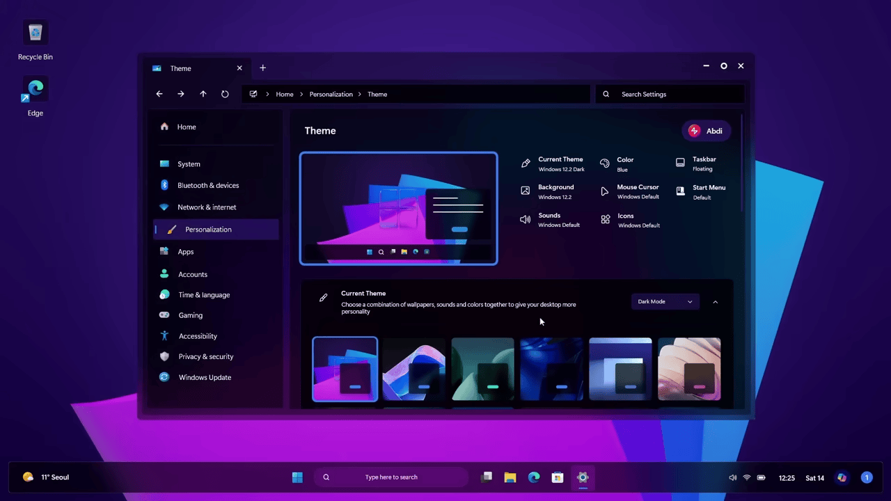 Windows 12 ? Non, juste des concepts non officiels. © AR 4789 via YouTube