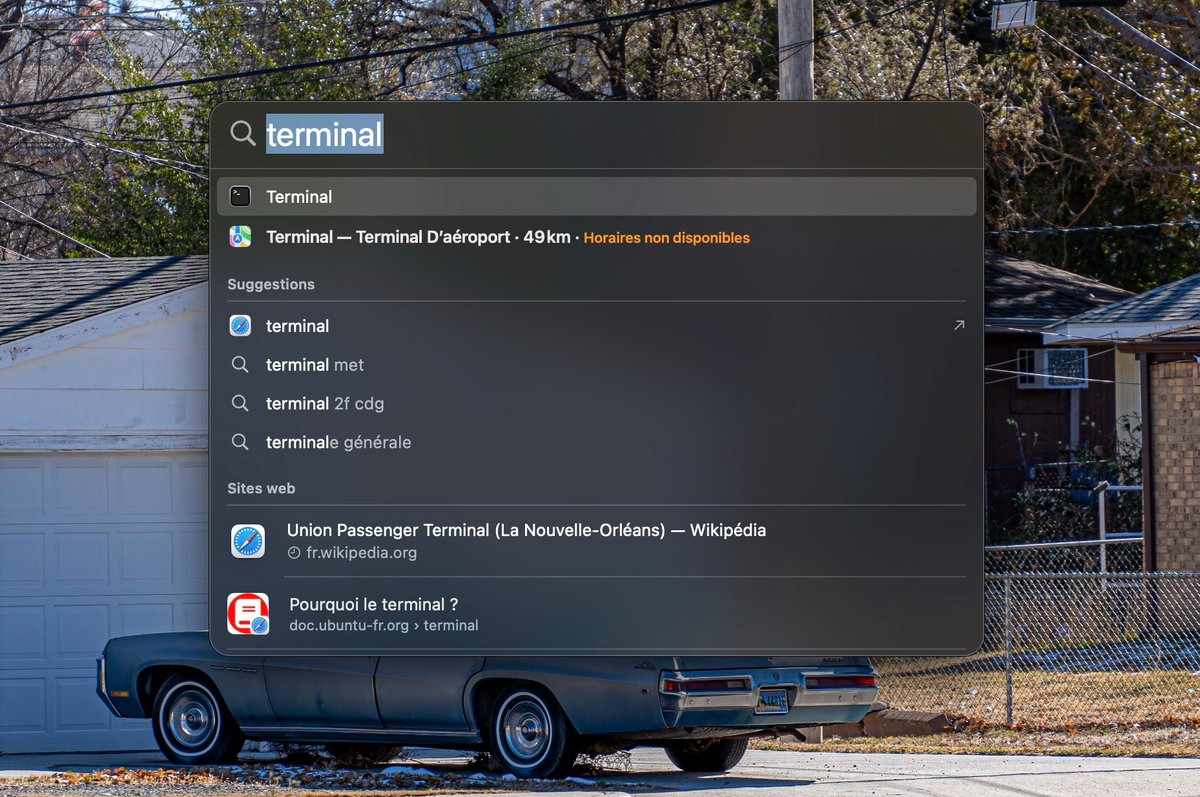 L'application Terminal est parfois plus simple à trouver via la recherche Spotlight // © Clubic
