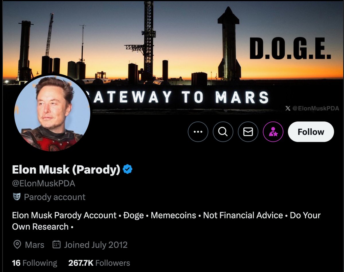 Ici, l'étiquette apparaît sur le profil d'un compte parodique d'Elon Musk © Capture d'écran Clubic