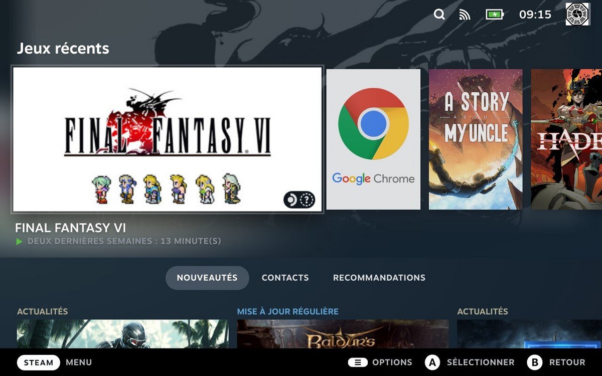 L'accueil de SteamOS