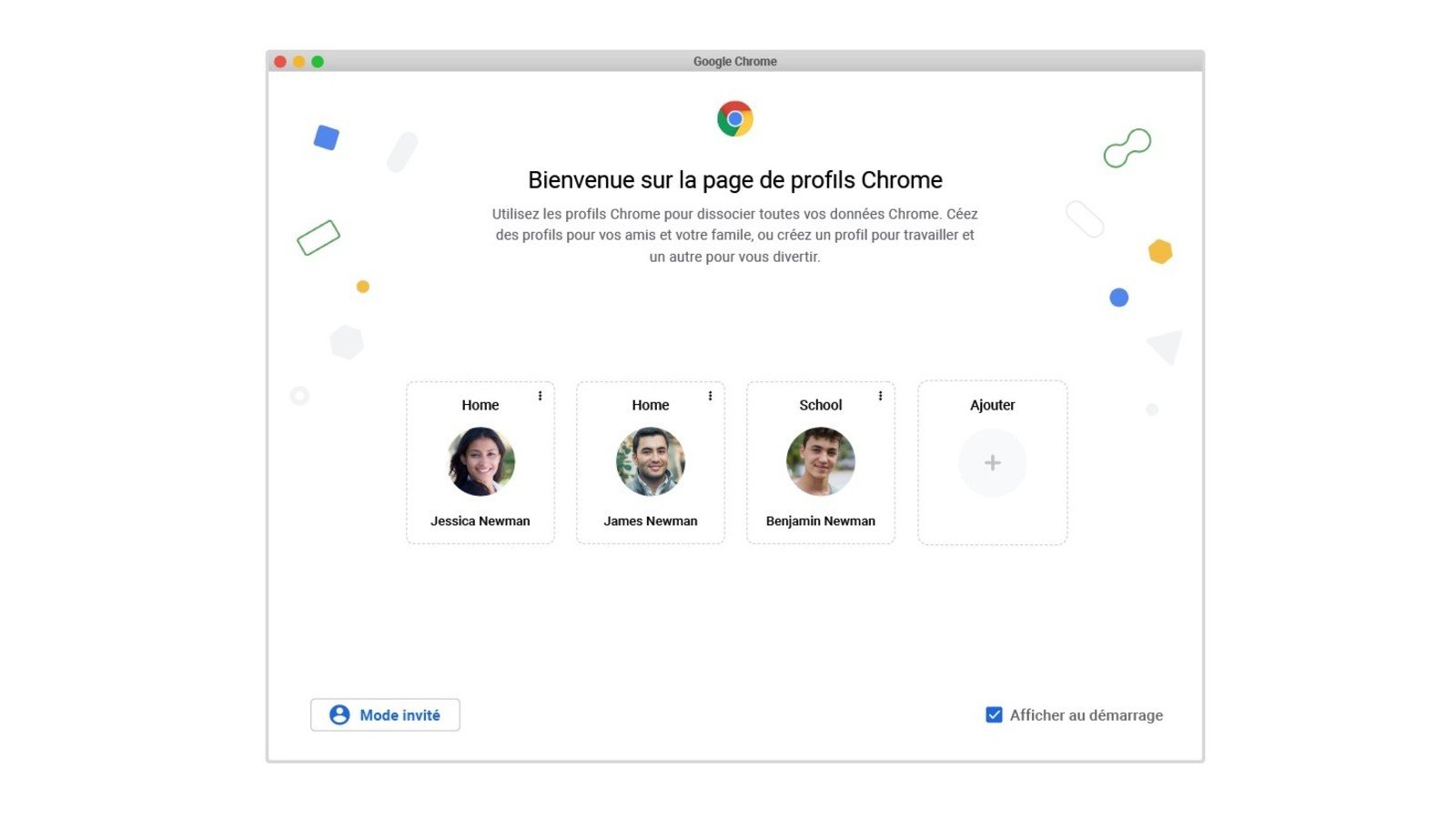 La prochaine page de gestion des profils Chrome (© Google France)