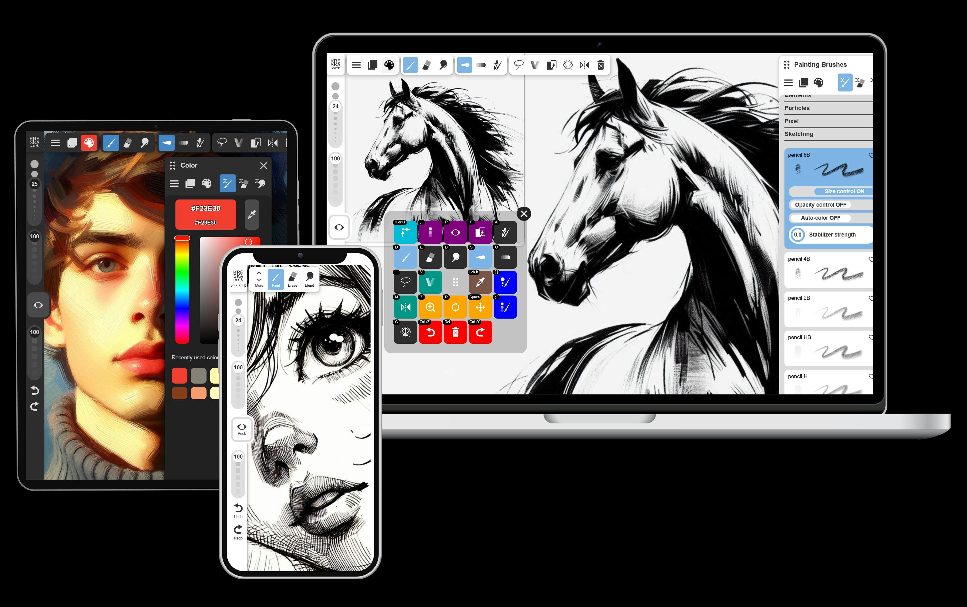 Kreska pourrait bien faire trembler Procreate, à la fois pour ses fonctionnalités et son modèle économique. © Kreska Art