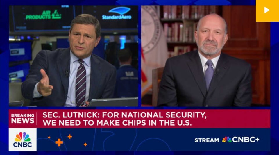Interrogé par CNBC, Howard Lutnick évoque une prise de participation des États-Unis dans Intel. ©CNBC