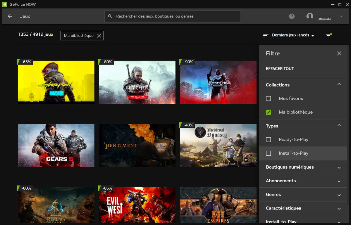 L'indispensable filtre pour distinguer jeux Ready-to-Play et Install-to-Play. ©Le Studio Clubic