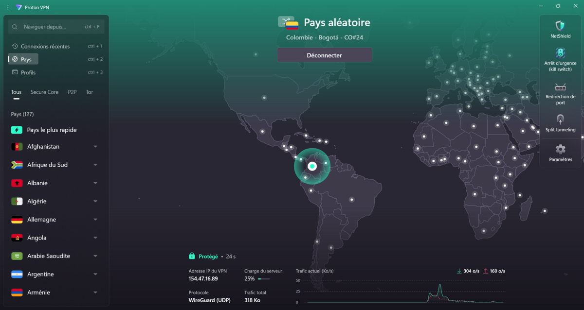 Proton VPN - L'interface de connexion. © Clubic