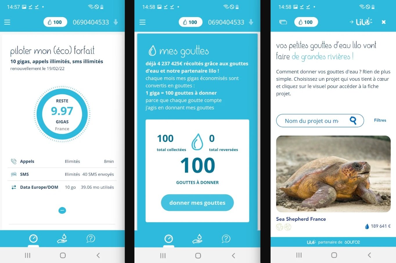 Captures d'écran de l'application source