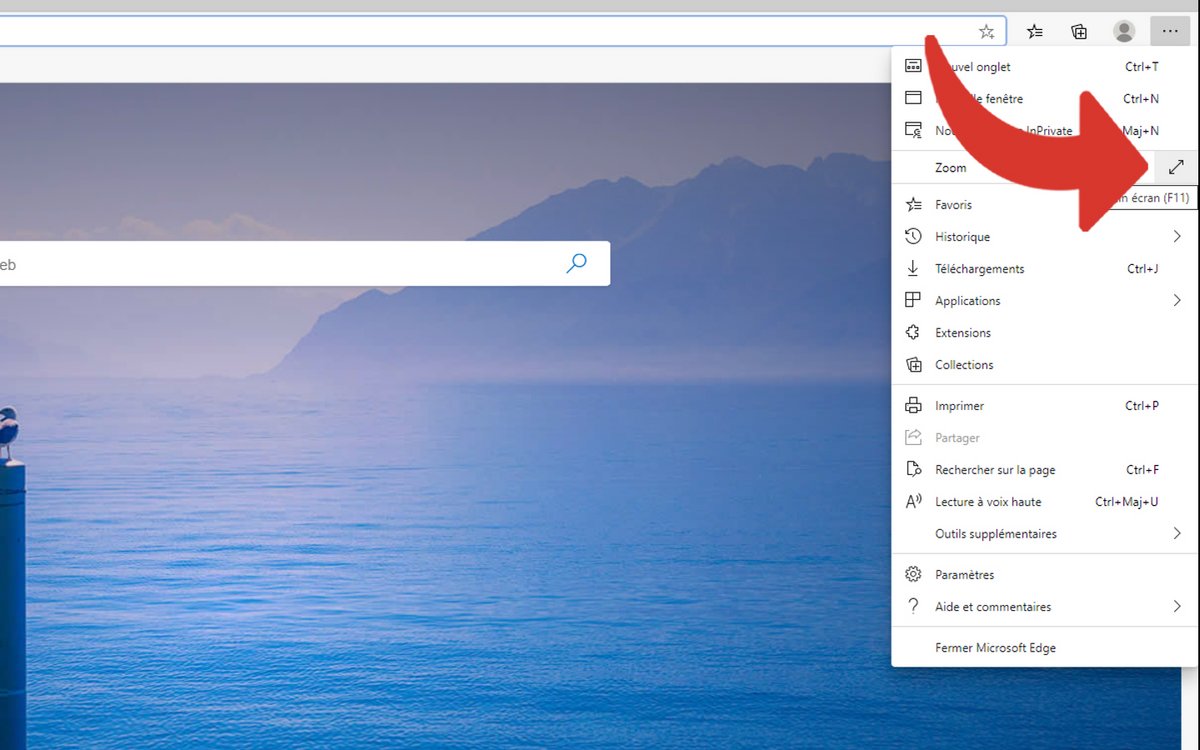 Mode plein écran Edge
