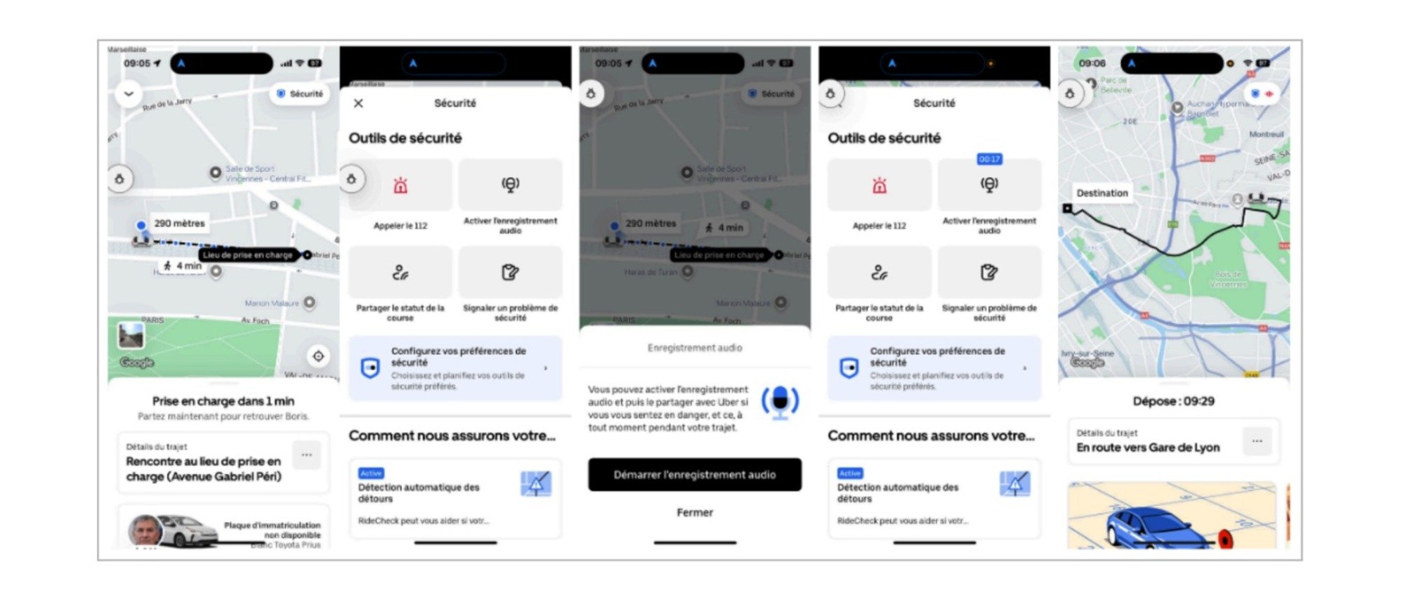 Aperçu du service d'enregistrement de l'application Uber. © Uber