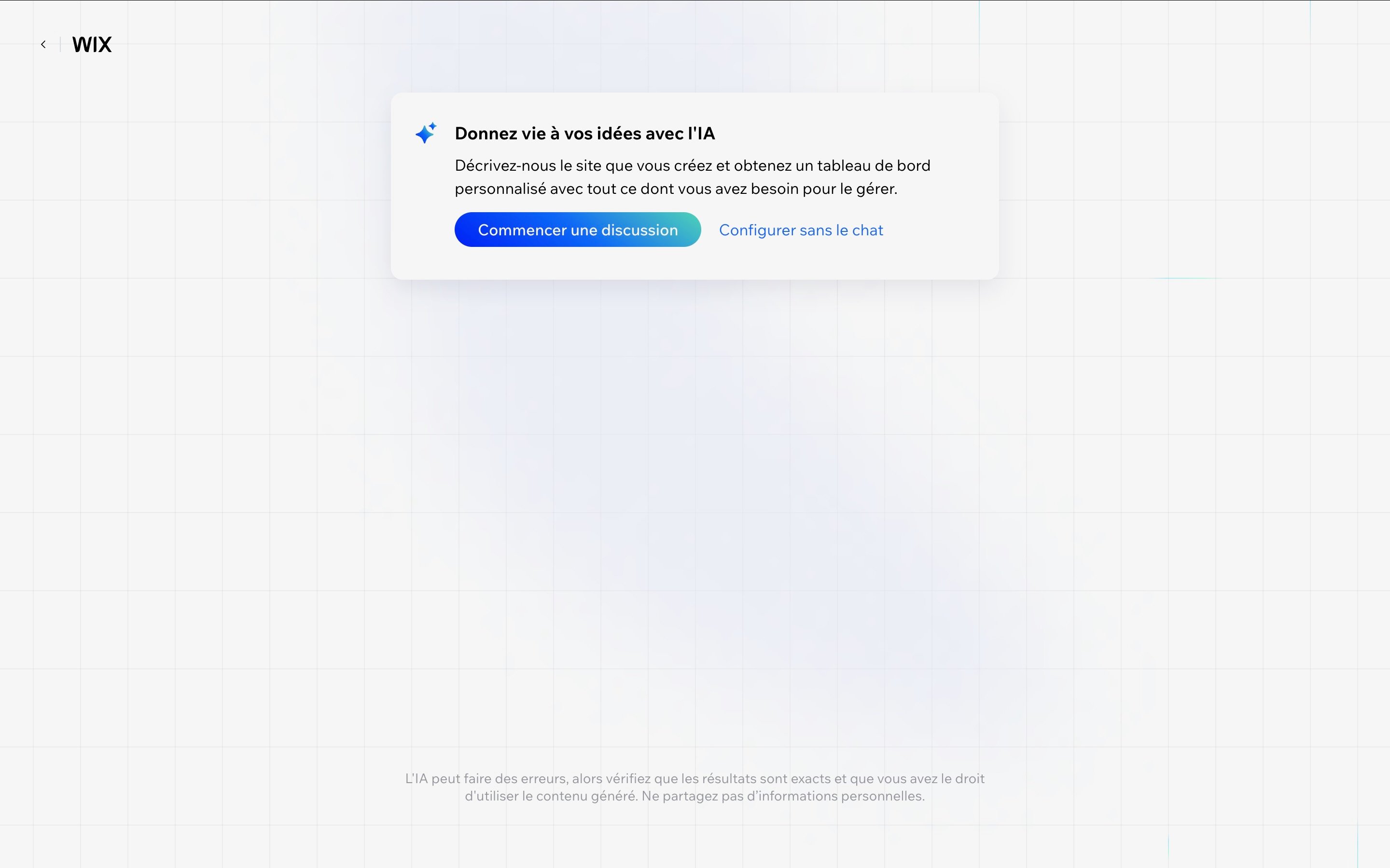 Configurez votre tableau de bord grâce à l'IA © Wix