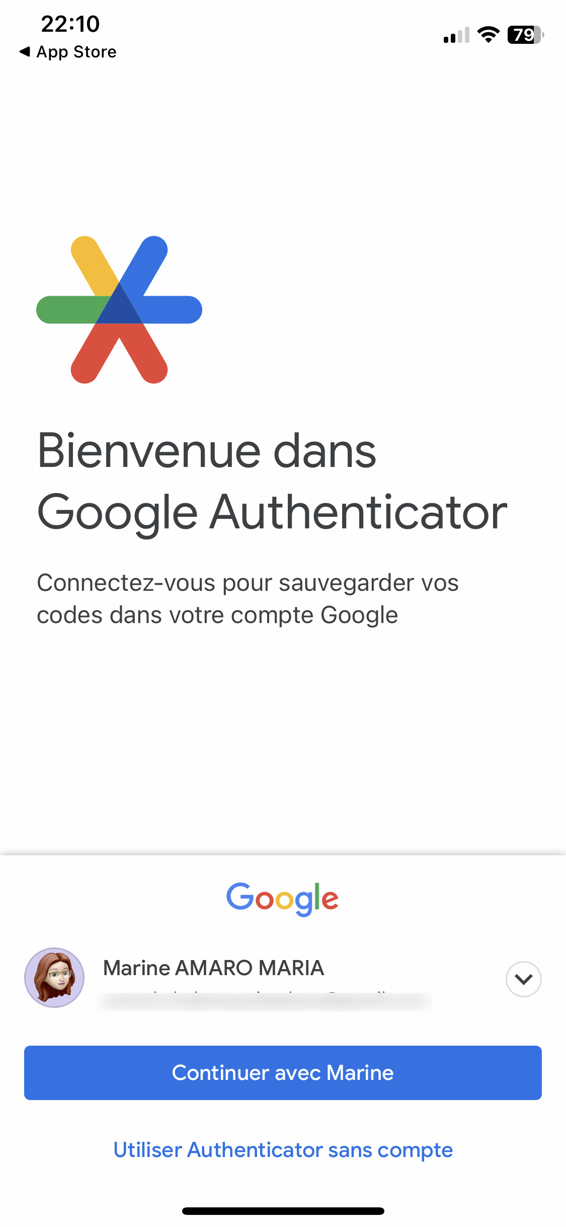 Google Authenticator - connexion compte Google