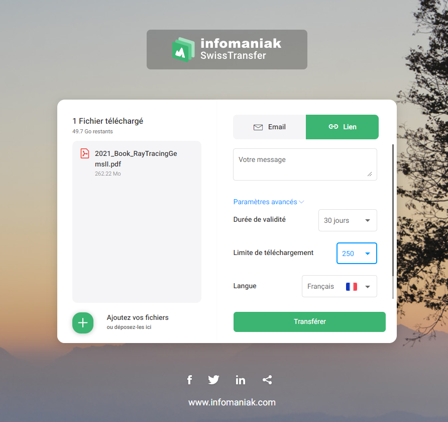 Infomaniak Swiss Transfer - Visuel présentant l'outil