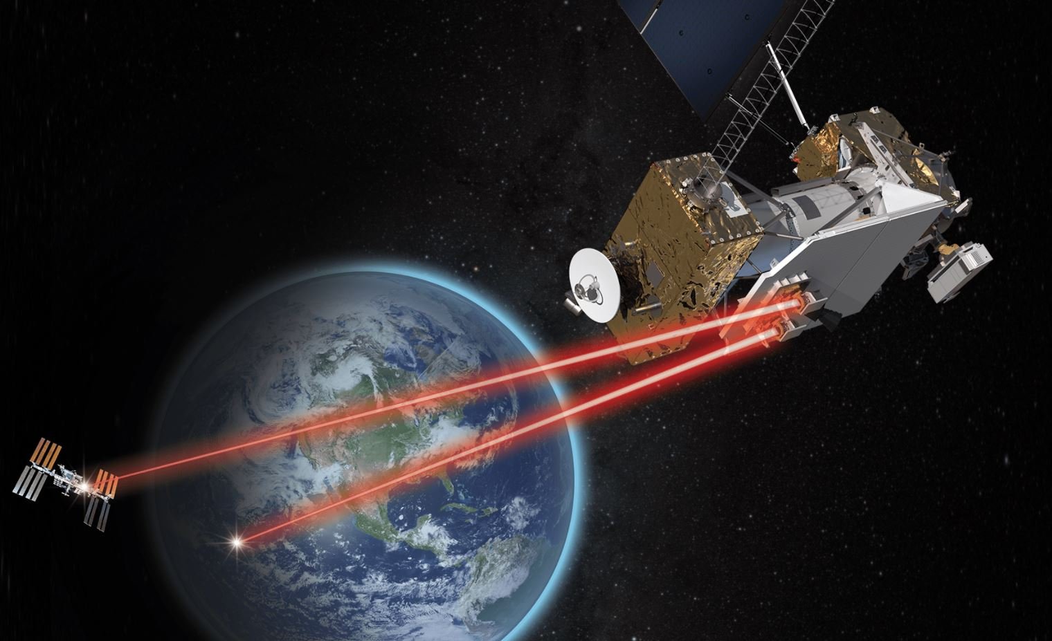 Vue d'artiste du système de la NASA LCRD. Crédits NASA