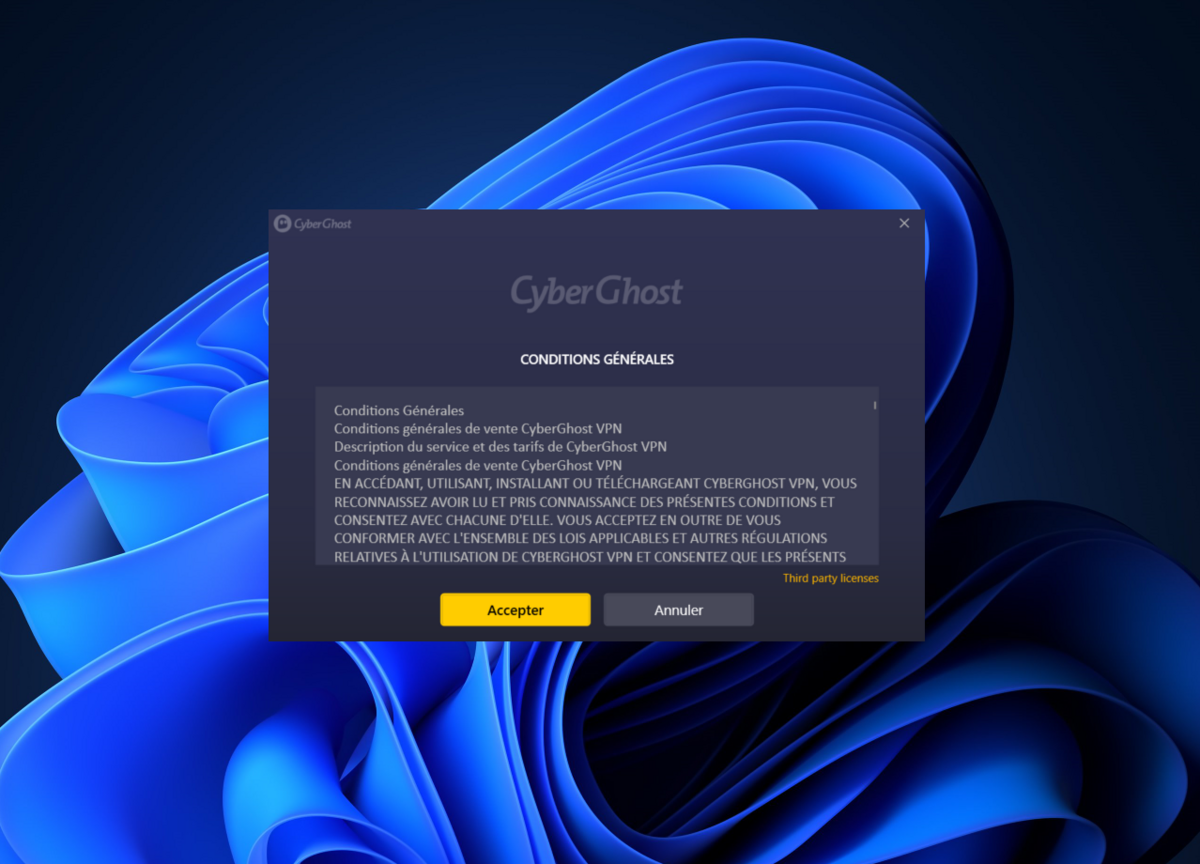 Installer CyberGhost sur Windows