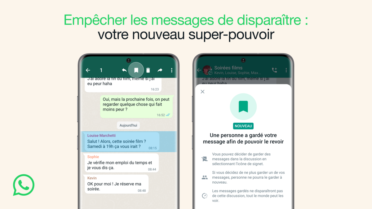 La possibilité de préserver certains messages éphémères est en fin de compte plutôt utile © WhatsApp