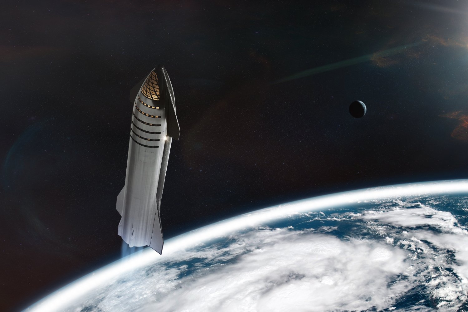 Rendu 3D de Starship en orbite. ©Paopano / Shutterstock