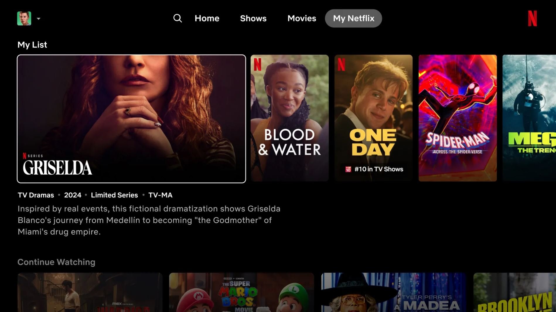 Une nouvelle barre située au sommet de l'écran © Netflix