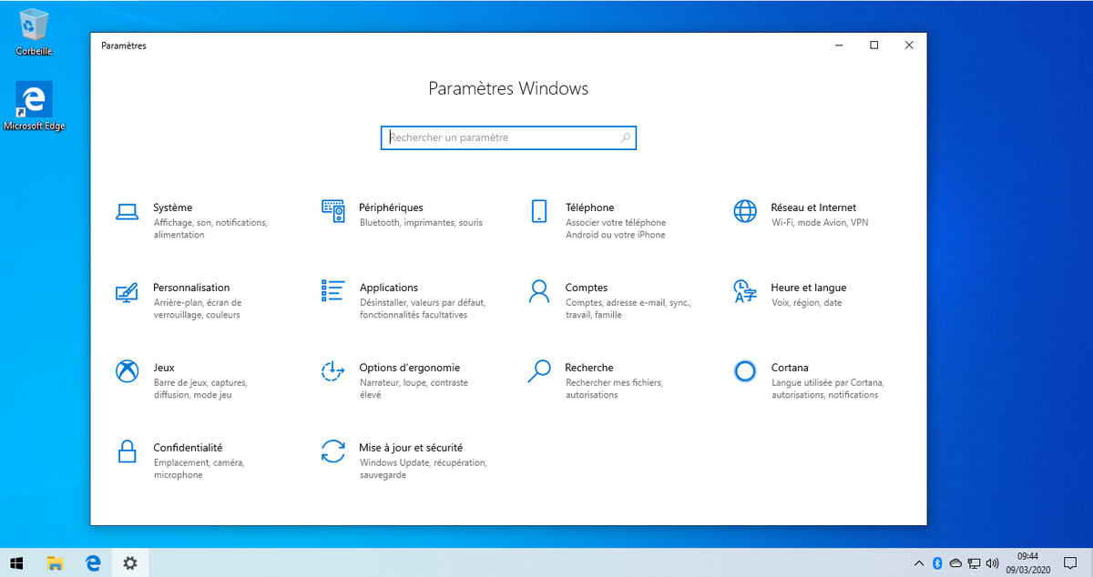 Paramètres Windows 10