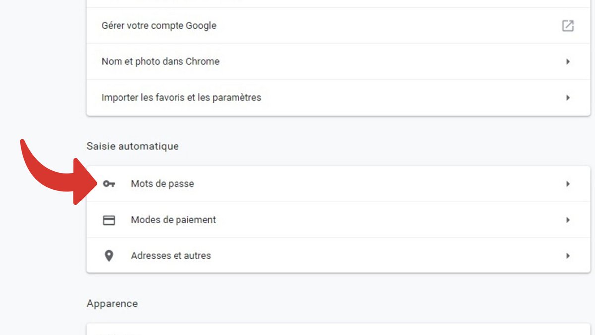 Modifier un mot de passe enregistré sur Google Chrome (étape 1)