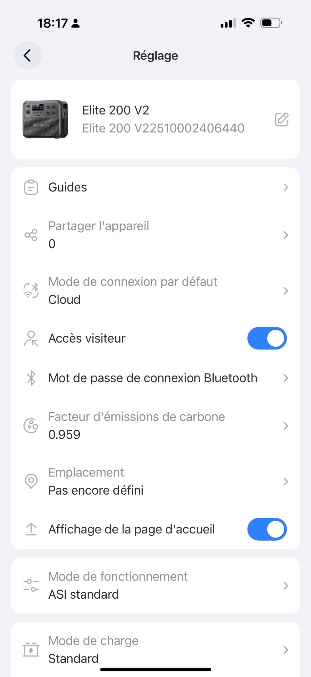 Bluetti Elite 200 V2 Réglages