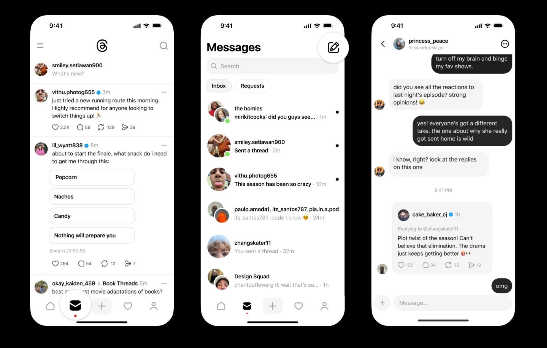 Les messages de groupe arrivent dans Threads. ©Meta