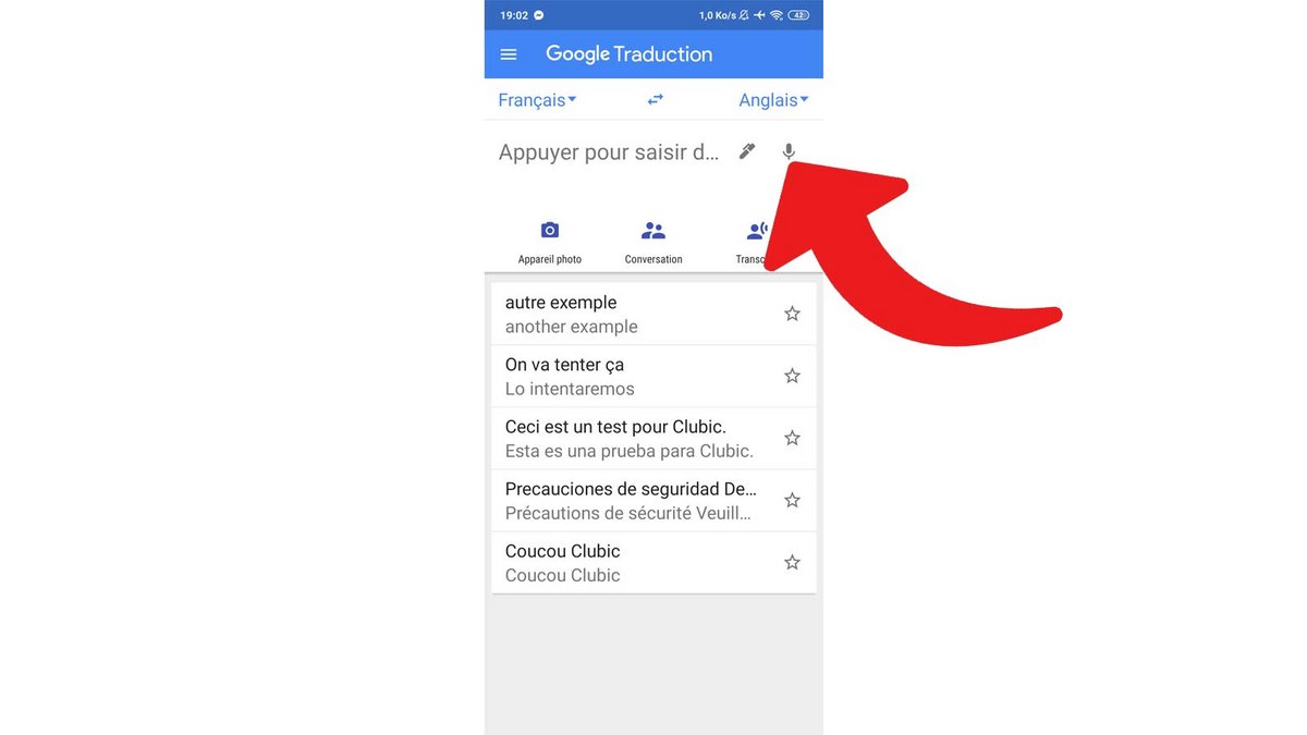 Google Traduction saisie vocale