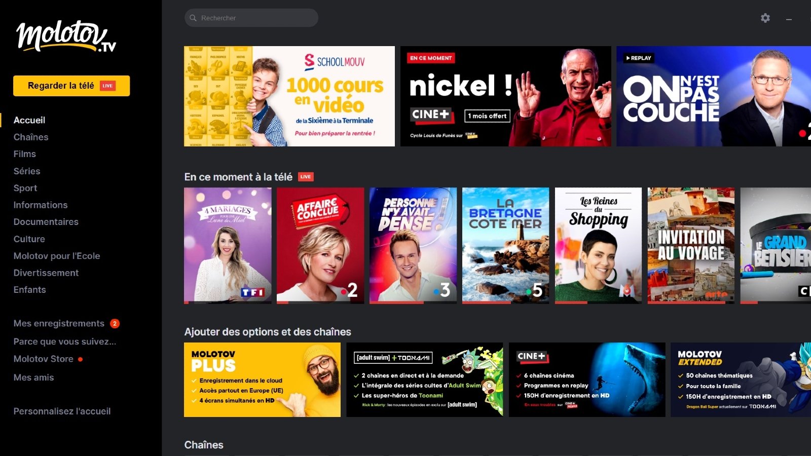 Capture d'écran Molotov.tv (© Alexandre Boero pour Clubic)