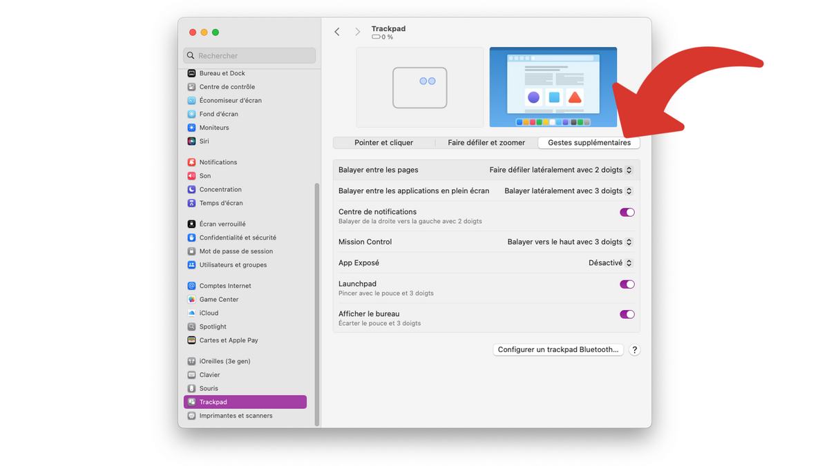 Définir les gestes supplémentaires du Trackpad © Clubic