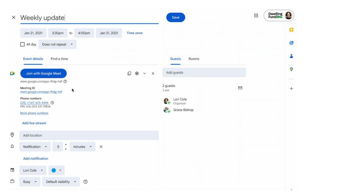 Les codes Google Meet ne sont plus copiés automatiquement. ©Google