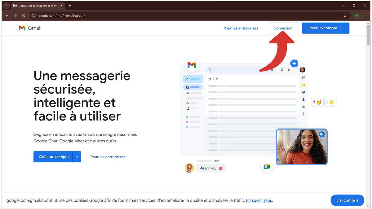 La page de connexion à Gmail © Axel Reghis pour Clubic