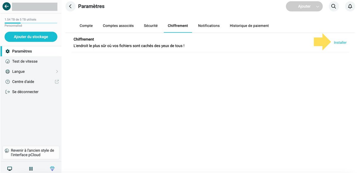 Installez l'outil de chiffrement © pCloud