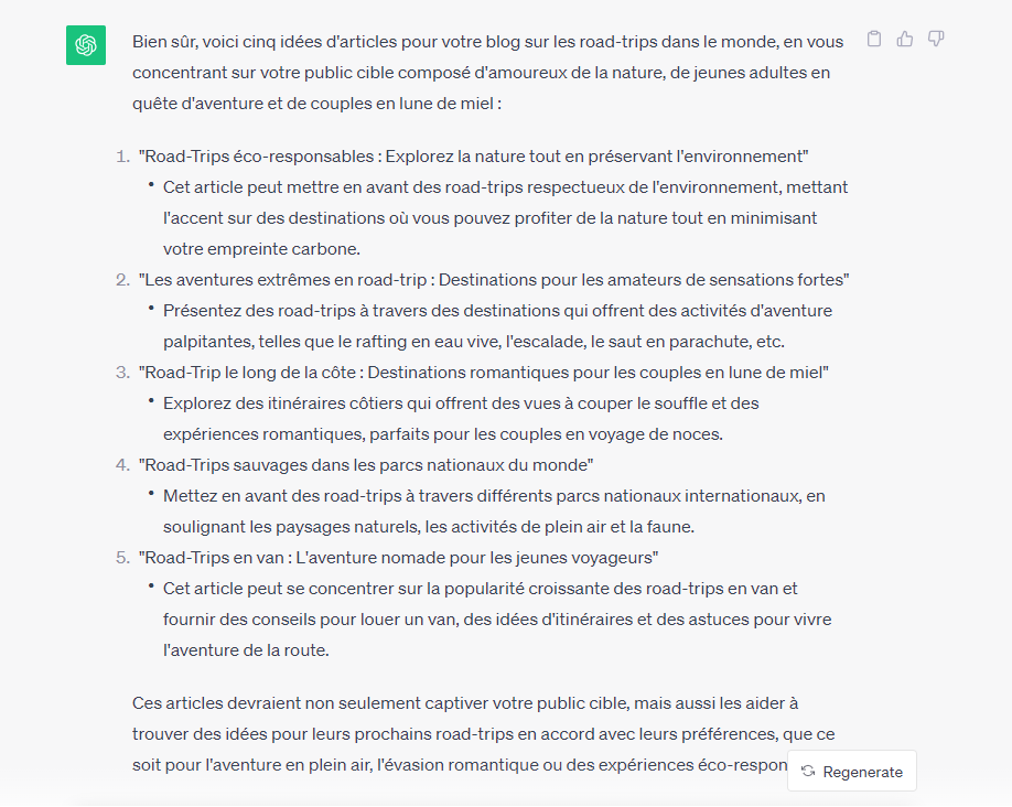 Prompt ChatGPT pour trouver des idées d'articles © Clubic