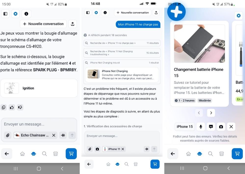Il est possible de "discuter" avec FixBot pour obtenir une assistance continue. ©iFixit