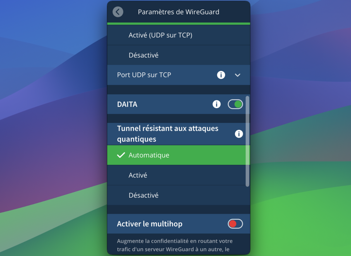 Sur Mullvad, la protection post-quantique est désormais la norme par défaut pour les connexions WireGuard © Clubic