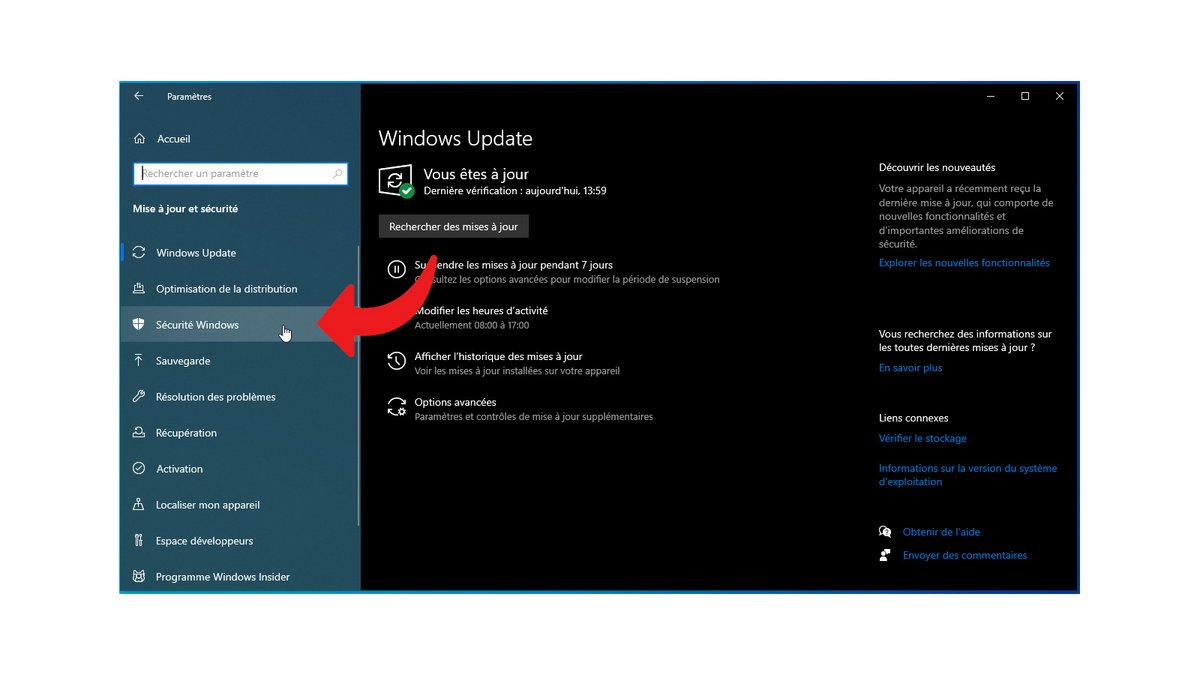 Rendez-vous dans "Sécurité Windows" - Windows 10