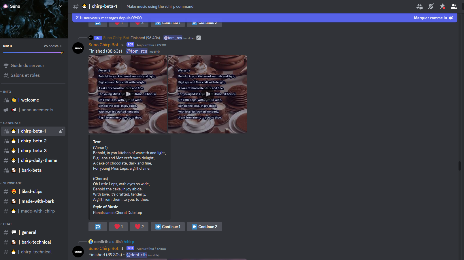  © Capture d'écran Discord / Suno.ai