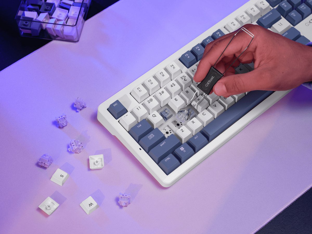Le clavier Xyra est démontable et les switchs interchangeables. ©Trust