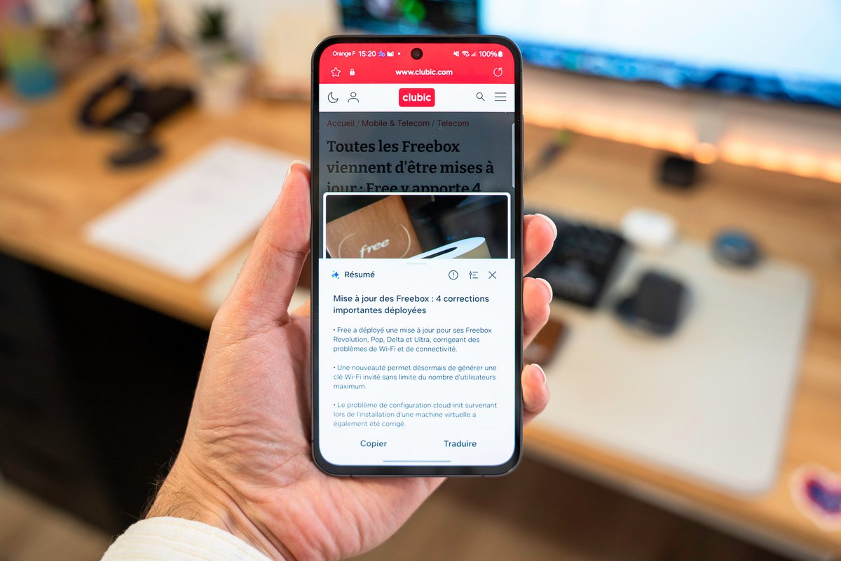 Le résumé par IA ne fonctionne qu'avec le navigateur Samsung Internet. © Pierre Crochart pour Clubic.com