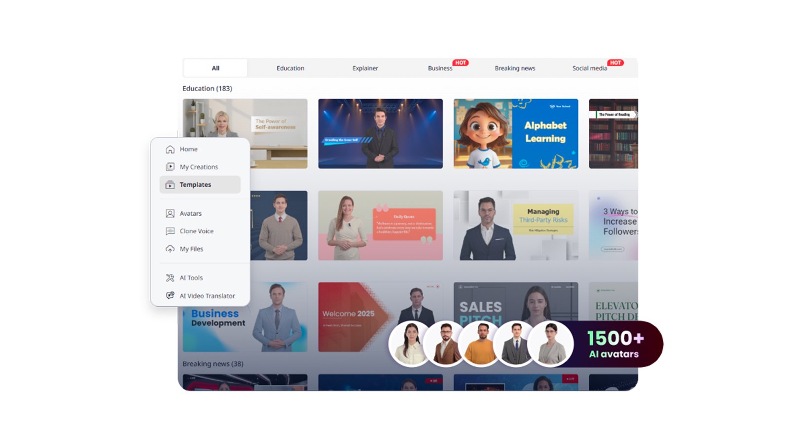 Plus de 1500 avatars sont disponibles ©Vidnoz AI