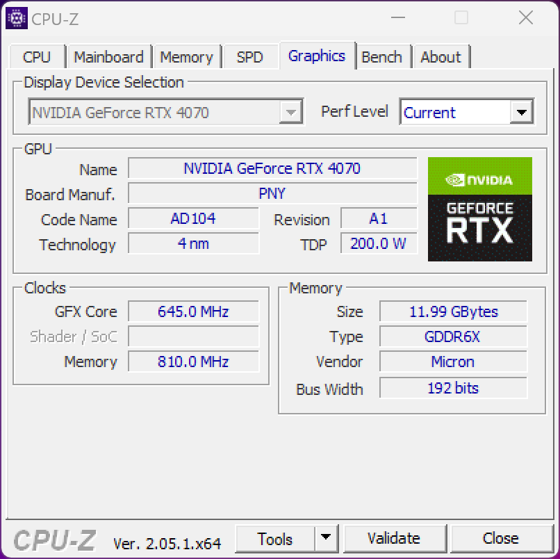 PNY RTX 4070 Verto 12 GB