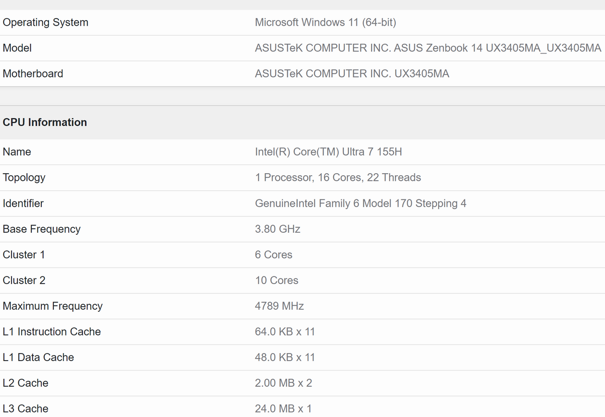 Intel Core Ultra 7 155H