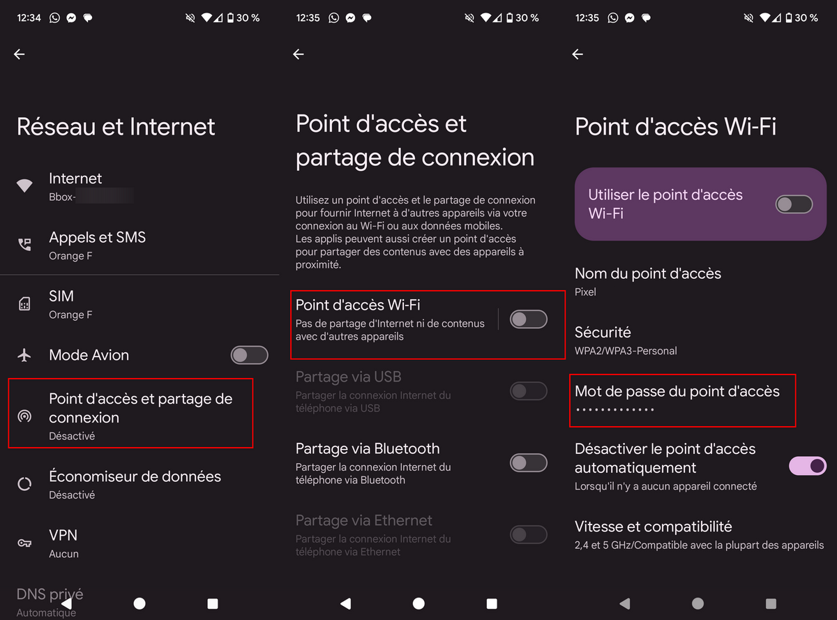 Trouvez et modifiez votre mot de passe de partage de connexion sur Android © Clubic