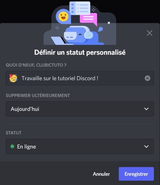 discord statut connexion personnalisé