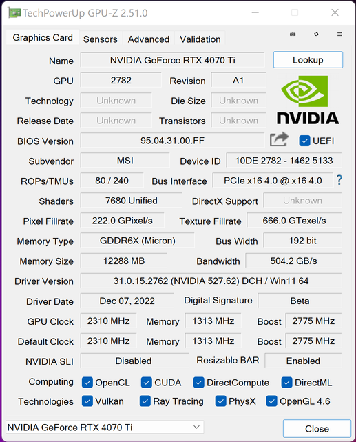 Avant de conclure cet état des lieux avec GPU-Z © Nerces