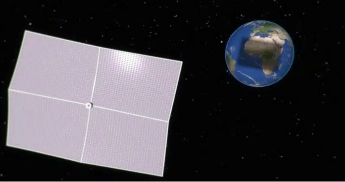 Une vue d'artiste (pas franchement jolie) du parapluie déployé en orbite © Technion Israel Institute Of Technology