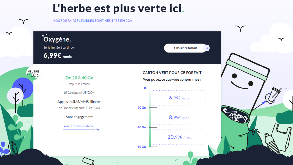 Une bouffée d'Oxygène avec ce forfait Prixtel 20 à 60 Go.