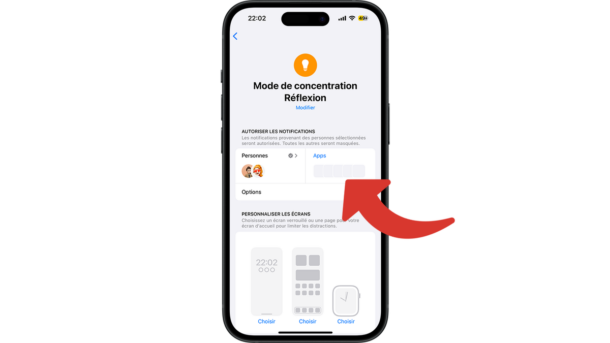 Accéder aux réglages de ce mode de concentration concernant les applications © Clubic
