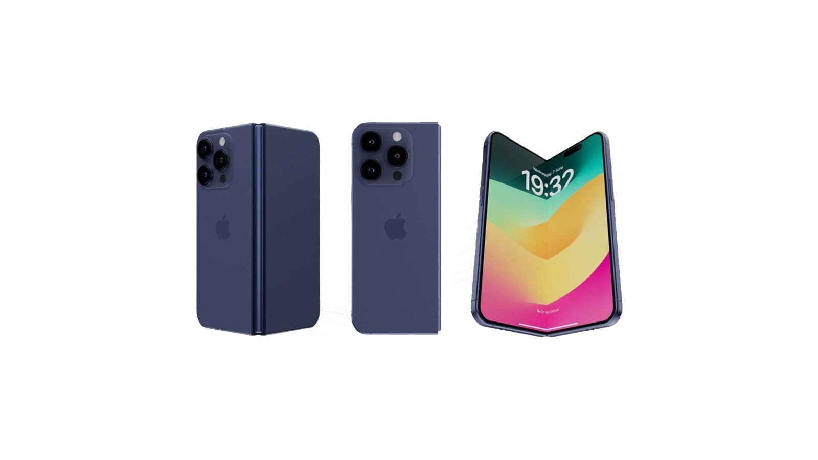 Un concept d'iPhone Fold avec Face ID à l'intérieur. ©Clubic