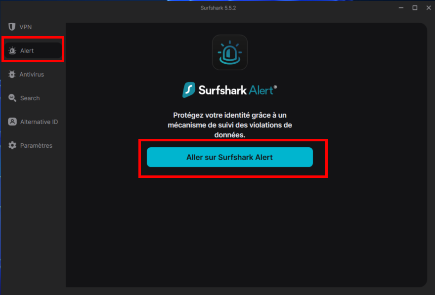 Surfshark Alert - Accédez au module au ligne