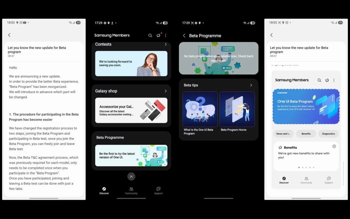 Le programme One UI Beta de l'appli Samsung Members. ©Android Authority